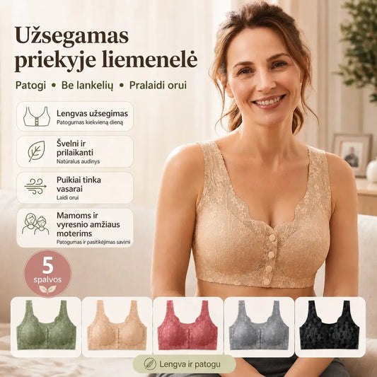 😍 3 vnt. patogių liemenėlių rinkinys ❤️ Be lankelių, su priekiniais segtukais – nevaržo ir puikiai tinka kasdienai (40–100 kg)