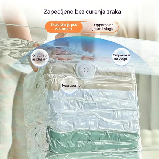 ✨ (5 komada) 💨 Velika, stlačiva vakuumska vrećica za pohranu: nije potrebna pumpa, nepropusna je i idealna za uštedu prostora u koferima i kod kuće ✈️