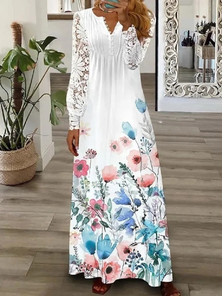 【S-5XL】pavasara jaunā dāmu modes mežģīņu kleita