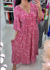 👗🔥Gorąca sprzedaż🔥【S-5XL】2026 Nowa gorąca sukienka plus size z dekoltem w serek w kwiaty