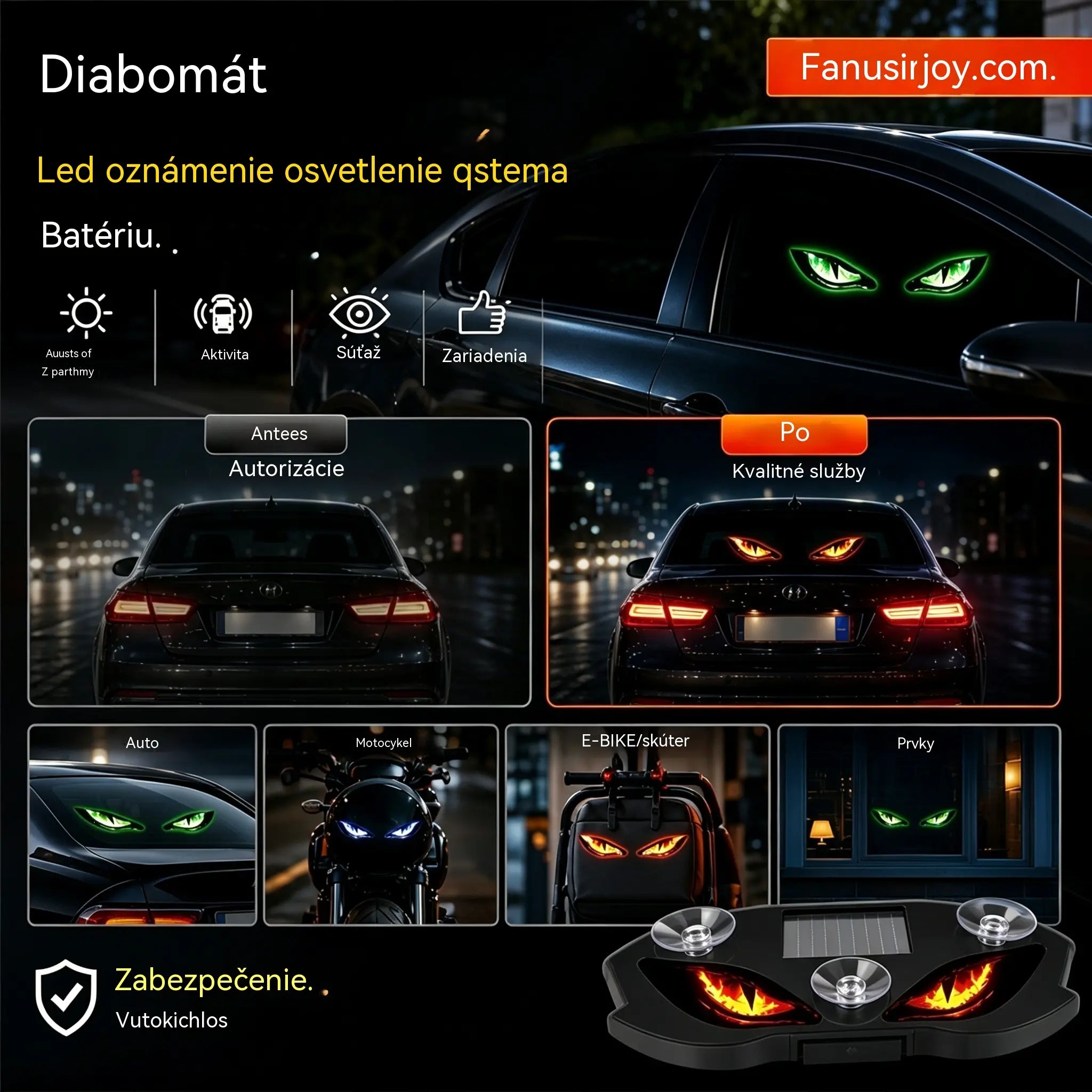 🚗👀 Pekelné LED oko – solárne výstražné svetlo do auta. Bez káblov, s 4 režimami a automatickou detekciou. Tvoj štýl, tvoja bezpečnosť. Kúp 1, získaj 1 zadarmo! ✨