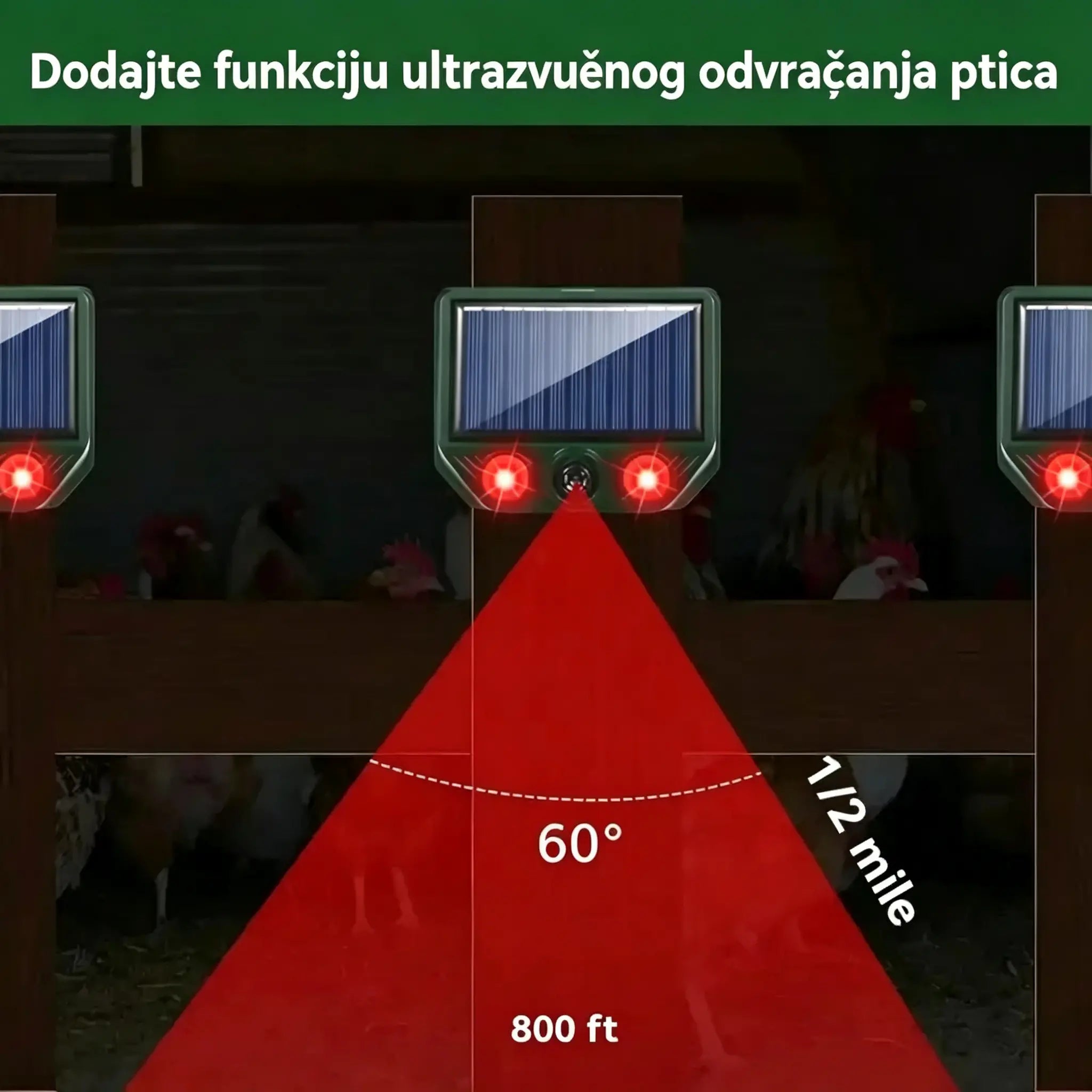 【30% popusta】🔥Ultrazvučni repelent za životinje na solarni pogon, vanjski repelent za ptice, s trepćućim infracrvenim svjetlom i crvenim/plavim LED svjetlom