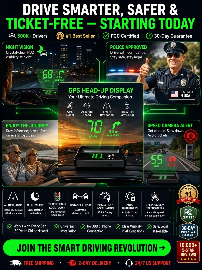 🚗【Šveicarijos karinė GPS navigacija „Išvenkite bausmės“】Naujas GPS spidometras ir tachometras su HUD ekranu