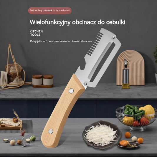 ✅【Kup 1 sztuki, otrzymaj 1 za darmo!】🧅🔪 Wielofunkcyjna obieraczka kuchenna 3w1: obiera, kroi i otwiera korki butelek! 🔥