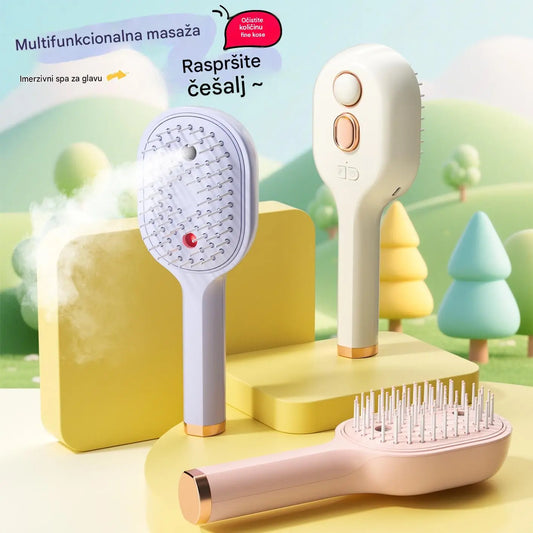 💖💨Češalj s funkcijom prskanja jednim gumbom koji učinkovito sprječava zapetljavanje kose.
