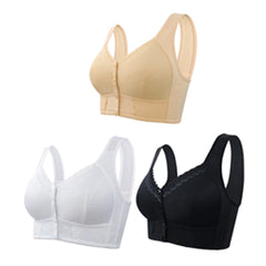 🔥Oferta ograniczona czasowo🔥（3 szt）💕🎁【45kg-155kg】Oversized oddychający biustonosz z miękkiej bawełny, zapinany z przodu na guziki