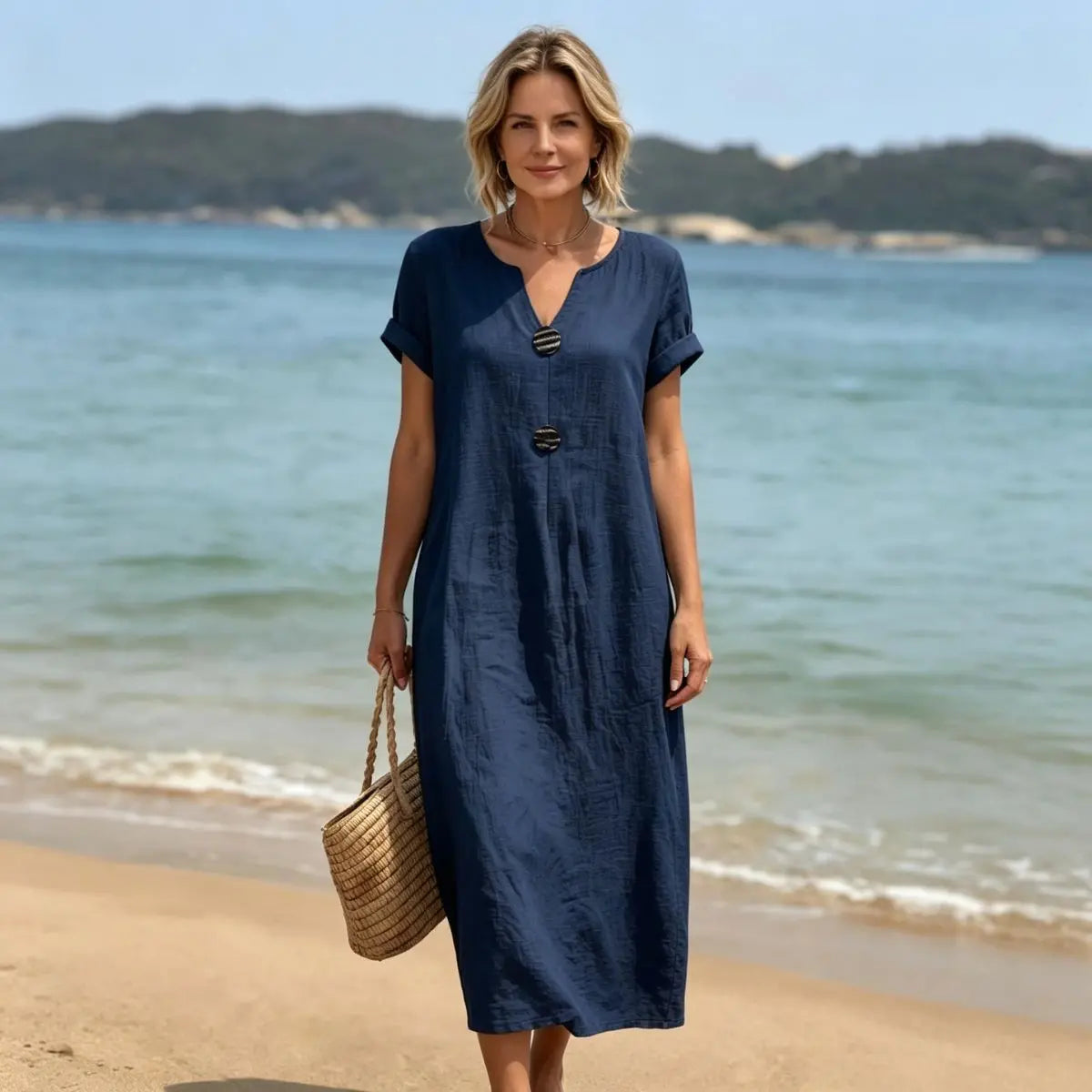 👗Letné šaty z ľanu a bavlny | Voľný strih, ktorý lichotí postave, ľahké a priedušné, štýlové a pohodlné na celodenné nosenie 【S-3XL】
