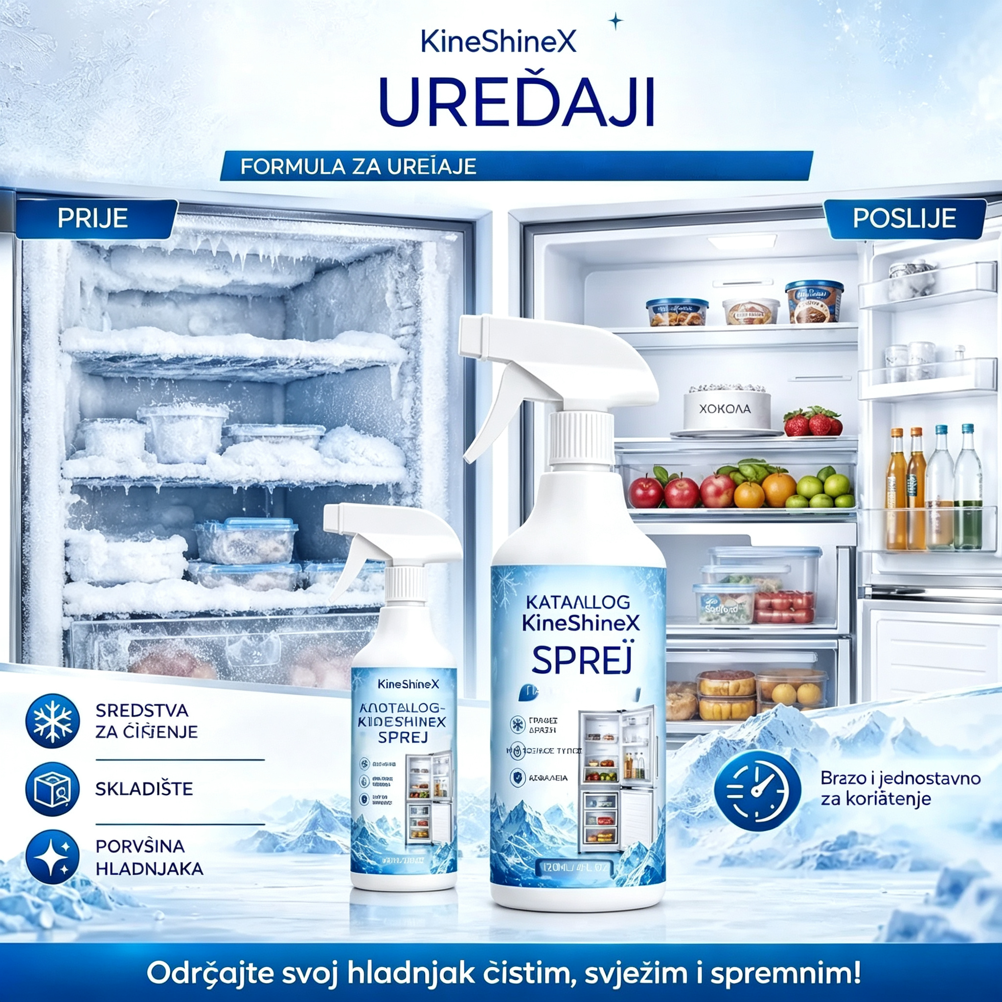 🔥【2 boce za samo 24 eura】❄️ 2026 Novi sprej za odmrzavanje 🧡 Brzo uklanja mraz iz hladnjaka