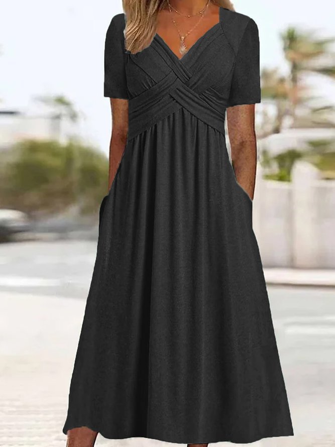 👍👍【ZĽAVA 50！%】💐👗【S-3XL】2026 jarné a letné nové jednofarebné módne jednoduché ležérne šaty