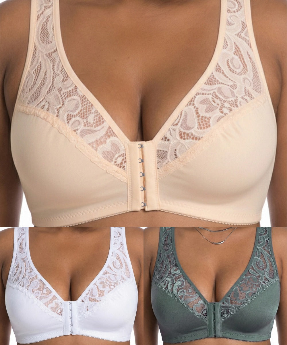 💕 Zadnji dan - 50% popusta【Set od 3 dijela】【L-4XL】😍 Push-up grudnjak s žicom za veće veličine, prozračni, bešavni dizajn s kopčanjem sprijeda, plaćanje pouzećem