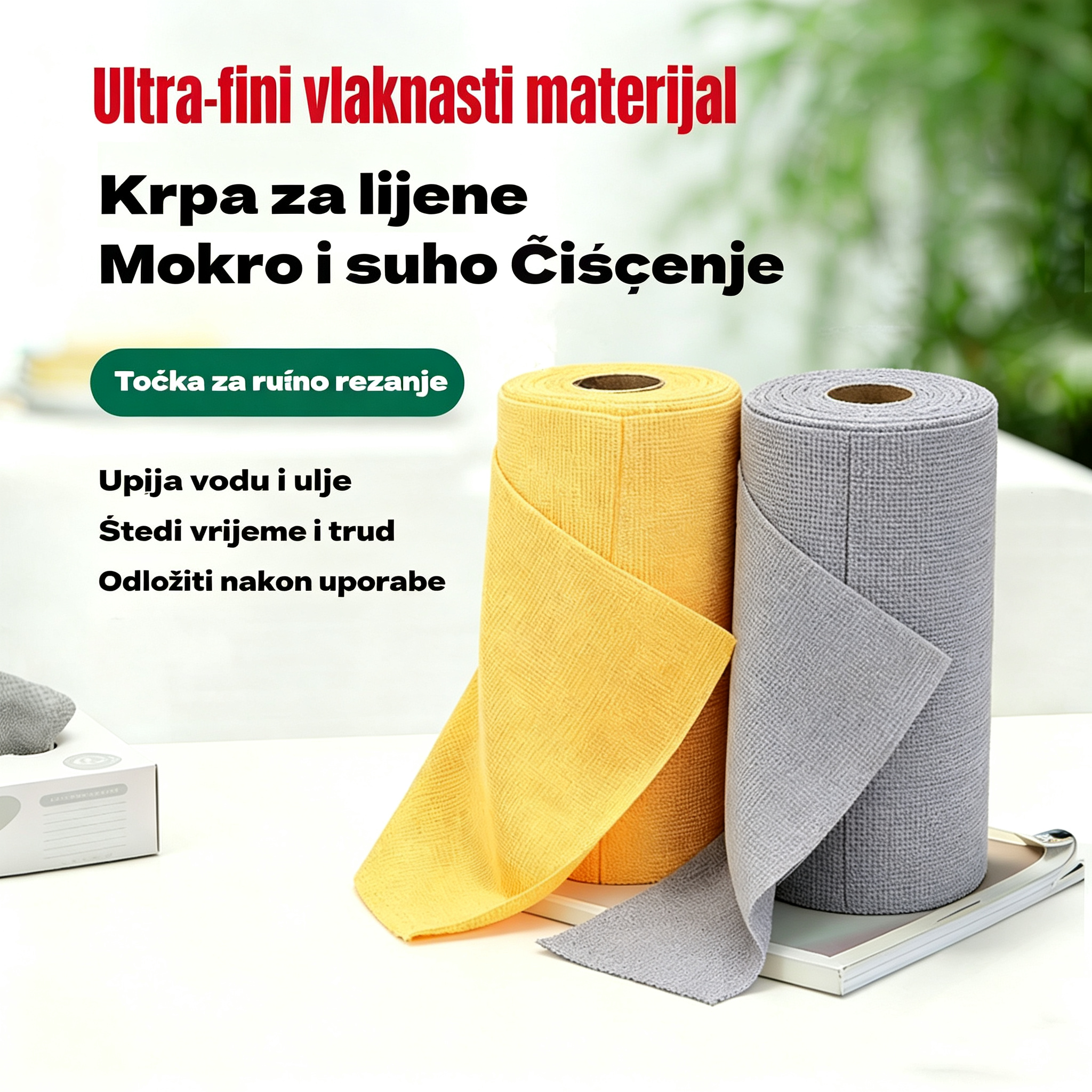 ✨🧼 Role ručnika za čišćenje za višekratnu upotrebu koje se mogu otkidati jedna po jedna.