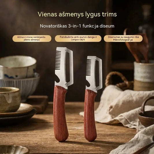 ✅Pirk 1, gauk 1 nemokamai🧅🔪 3 viename daugiafunkcis virtuvinis skustukas: Lupa, pjausto ir atidaro butelius! 🔥
