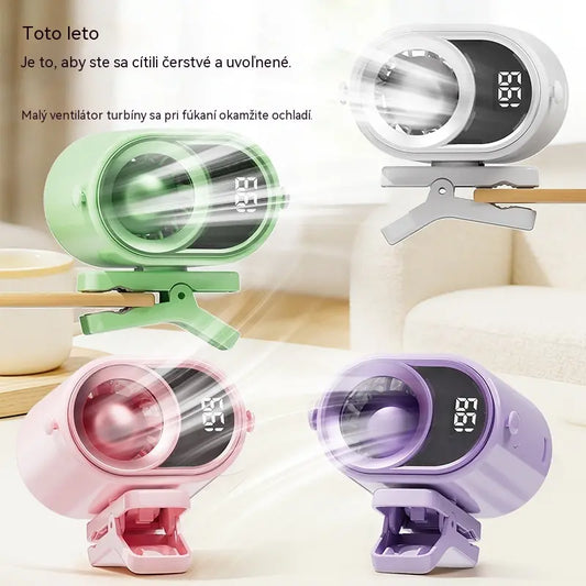 🌀 Hands-free ventilátor s LED displejom, integrovaným klipom a 199 nastaviteľnými úrovňami