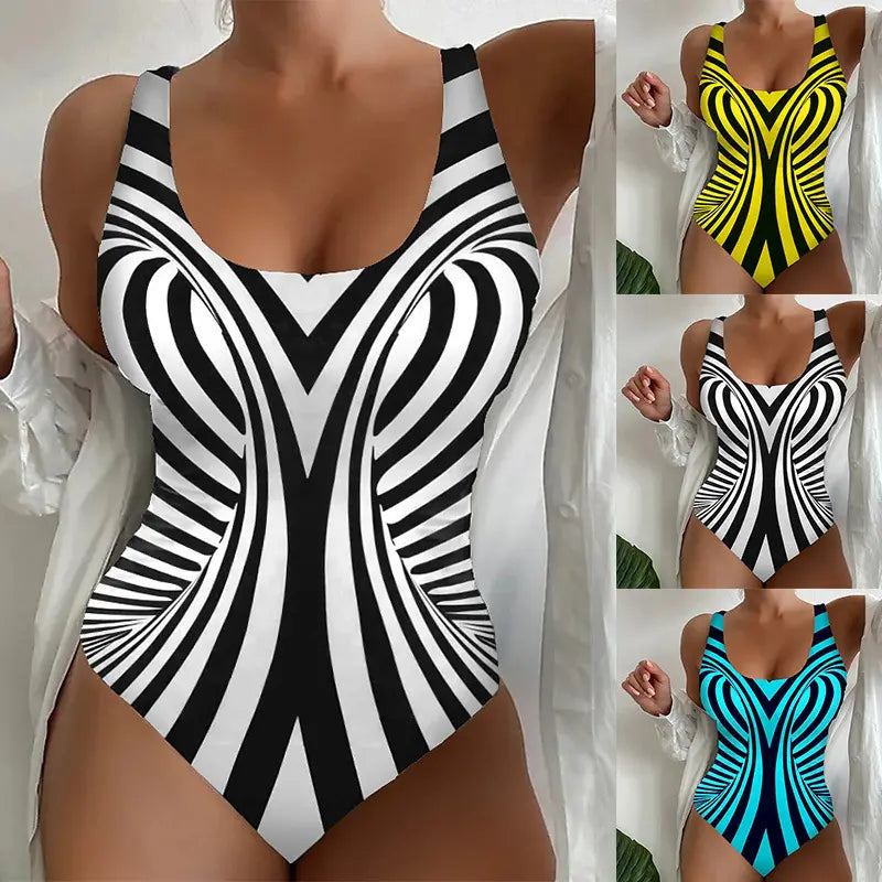 🩱S~5XL🏖️ Štýlové a pohodlné pruhované jednodielne plavky | Trendy kúsok leta 2026 🌊💃