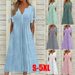 🏆【Najpredávanejšie】[S-5XL]👗Jednoduché a krásne jednofarebné šaty