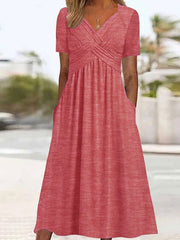 👍👍【ZĽAVA 50！%】💐👗【S-3XL】2026 jarné a letné nové jednofarebné módne jednoduché ležérne šaty