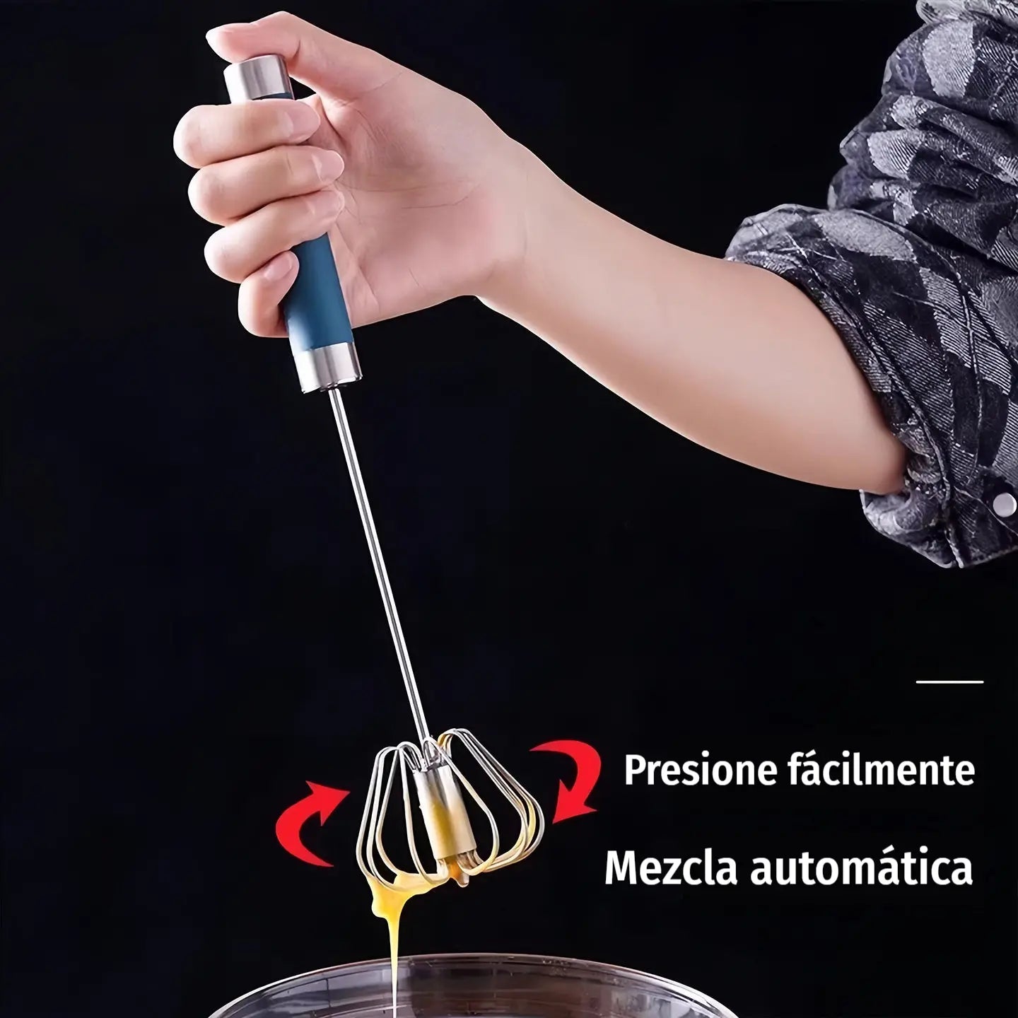 22€【 Conjunto de 2 piezas】Batidor de huevos semiautomático de acero inoxidable
