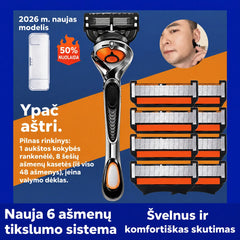 🔥[Riboto laiko pasiūlymas] Vyrų skustuvo keičiamų galvučių rinkinys + skustuvo stovas | Sklandus ir tikslus skutimasis 🪒✨