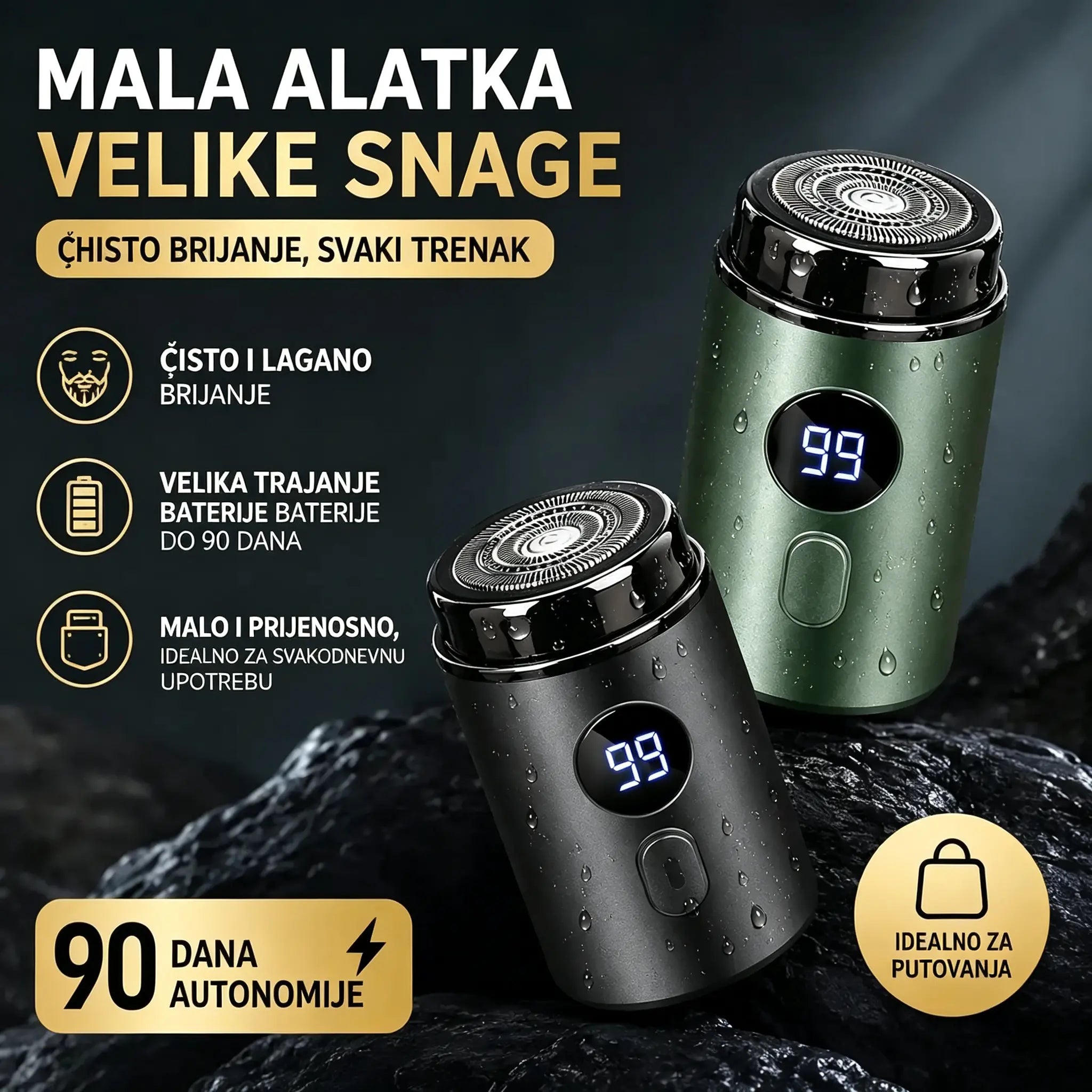🔥Vrhunska ponuda: 50% POPUSTA🔥Moćan mini električni brijač za muškarce s digitalnim zaslonom