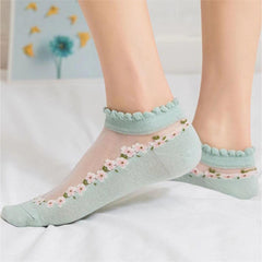 😍Oferta specjalna: 30% zniżki! 💐【Opakowanie 7 par】🧦Letnie oddychające skarpetki w kwiaty Materiał: bawełna