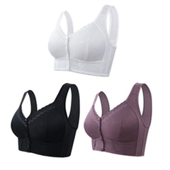 🔥Oferta ograniczona czasowo🔥（3 szt）💕🎁【45kg-155kg】Oversized oddychający biustonosz z miękkiej bawełny, zapinany z przodu na guziki