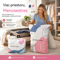 🧳【5-dielna sada】💨 Veľké, stlačiteľné vákuové úložné vrecko: nevyžaduje pumpičku, je nepriepustné a ideálne na úsporu miesta v kufri a doma ✈️