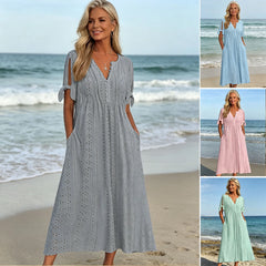 🏆【Najpredávanejšie】[S-5XL]👗Jednoduché a krásne jednofarebné šaty