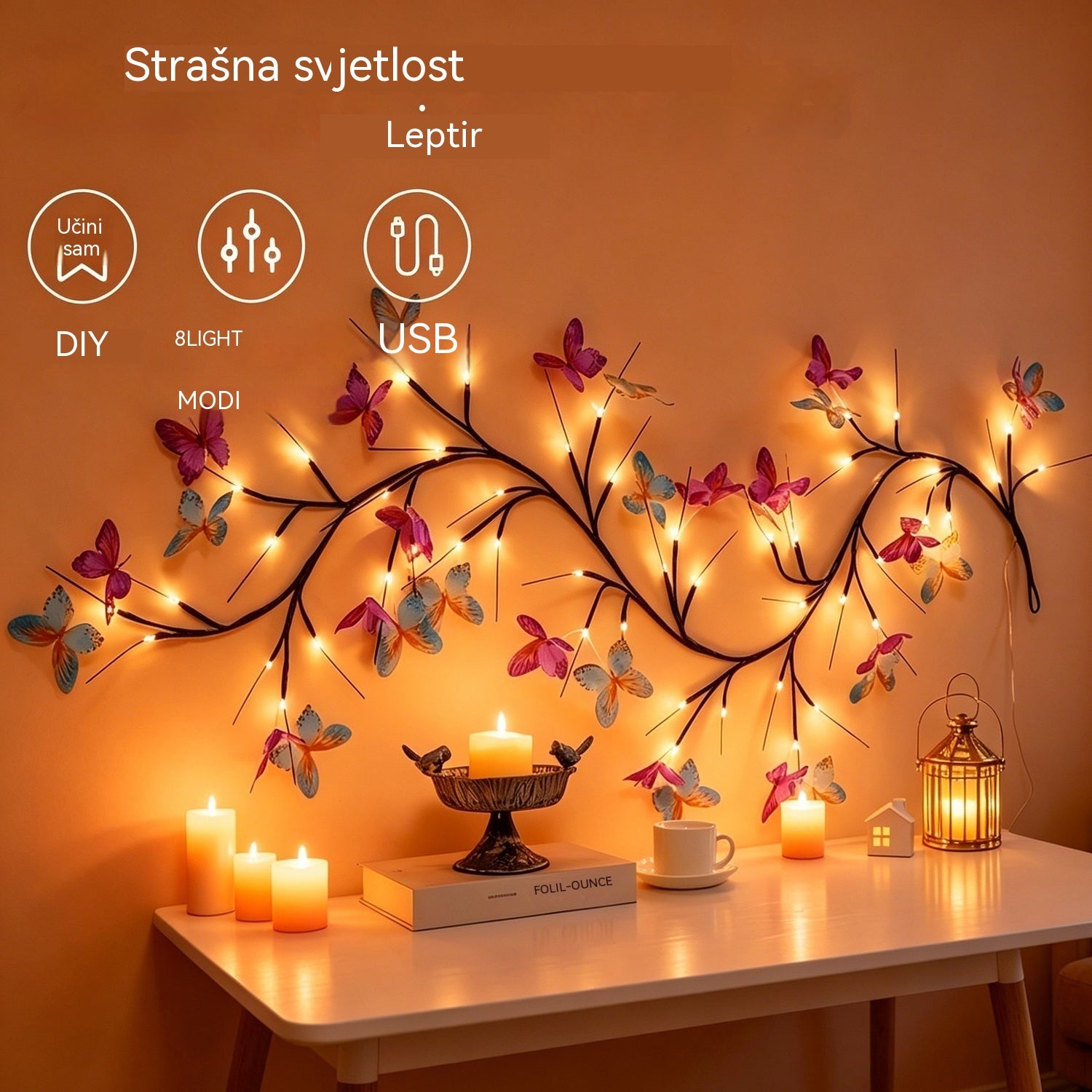 ✨ Fleksibilna LED svjetla u obliku penjačice s leptirima – stvorite čarobnu i toplu atmosferu u svom domu 🦋💡