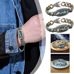 🔥✨【Kupite 1, dobijte 1 gratis】 Narukvica od 925 sterling srebra s vintage tirkizom i šest znakova mantre-H