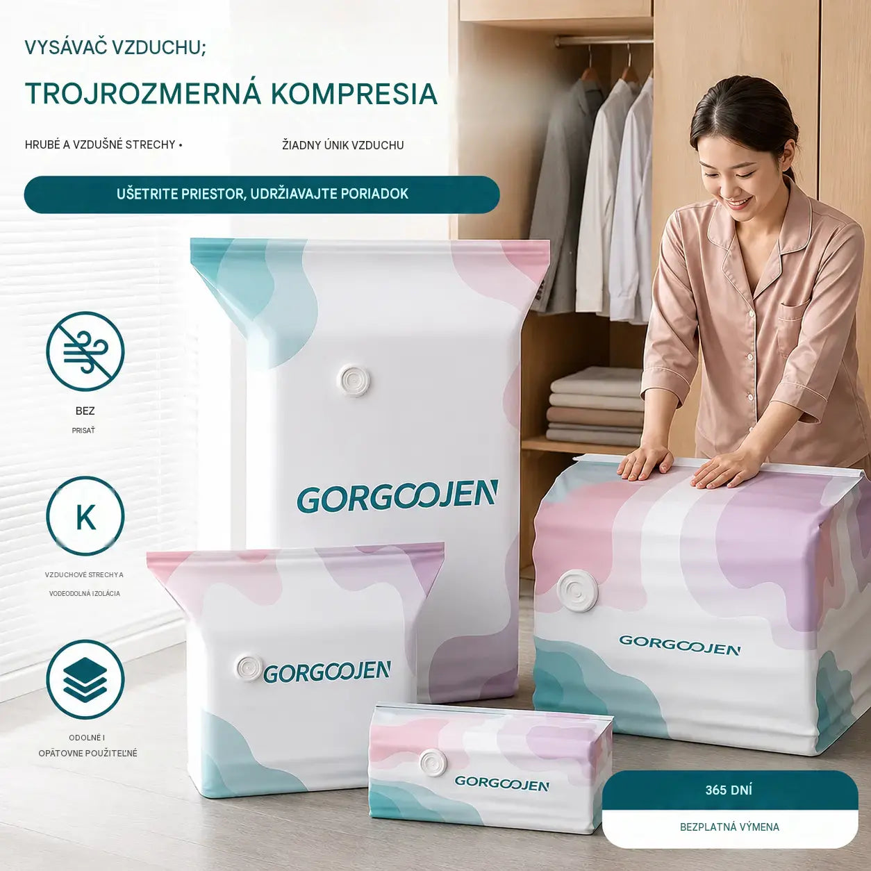 🧳 5 položiek len za 25 € 💨 Veľké stlačiteľné vákuové úložné vrecká: Nie je potrebné žiadne vzduchové čerpadlo, nepriepustné, ideálne na úsporu miesta v kufri a doma ✈️